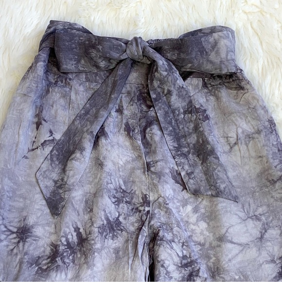Eesome Smoky Purple Gray High Waist Tiered Flared Tie Dye Wide Leg Palazzo Pants - Picture 7 of 15